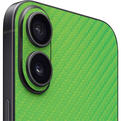 Green Carbon Fiber Specialty Texture Material iPhone 16 Plus Skin